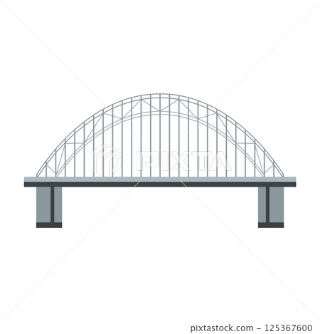 Bridge architecture in flat design. Rounded cable stay construction structure. Vector illustration isolated. Bridge architecture in flat design. Rounded cable stay construction structure. Vector illustration isolated. 125367600