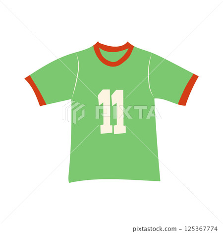 Basketball t-shirt in flat design. Sport clothes with team player number. Vector illustration isolated. 125367774