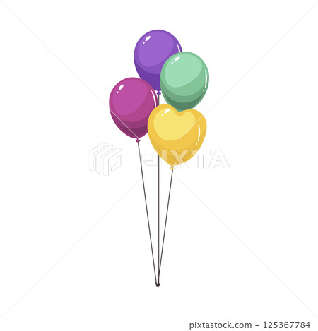 Colourful balloons in flat design. Helium flying decoration for party. Vector illustration isolated. 125367784