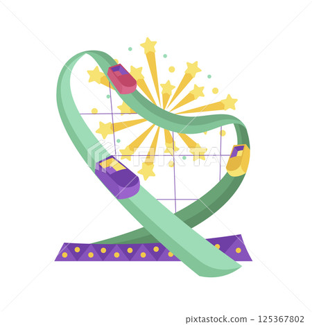 Roller coaster in flat design. Amusement park extreme rail attraction. Vector illustration isolated. 125367802