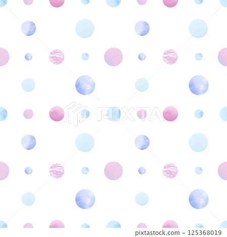Seamless watercolor dot pattern in blue and pink tones. Hand-drawn backdrop with delicate circles on a white background. Ideal for textiles, wrapping paper, nursery decor, and digital design Seamless watercolor dot pattern in blue and pink tones. Hand-drawn backdrop with delicate circles on a white background. Ideal for textiles, wrapping paper, nursery decor, and digital design 125368019