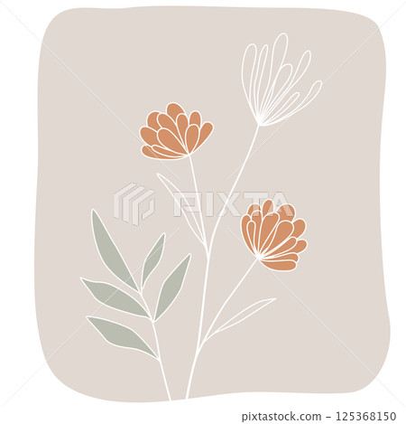 徒手繪製的抽象花卉插圖 125368150