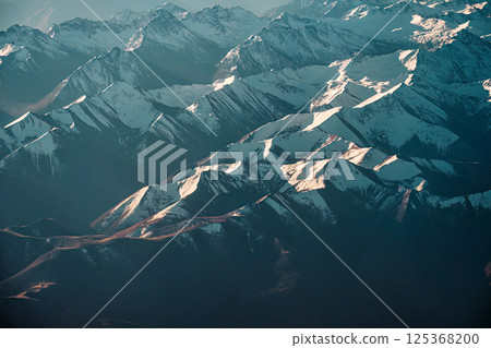 Snow capped Himalayan mountain peaks in Tibet 125368200