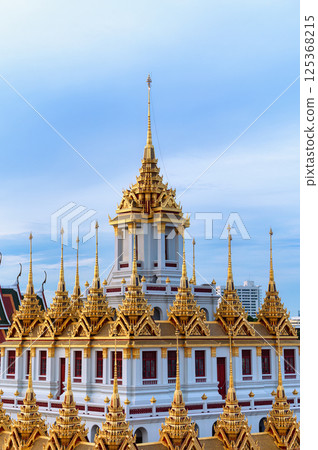 Golden metal castle or Wat Ratchanatdaram Woravihara, Loha Prasat temple at Bangkok, Thailand Golden metal castle or Wat Ratchanatdaram Woravihara, Loha Prasat temple at Bangkok, Thailand 125368215