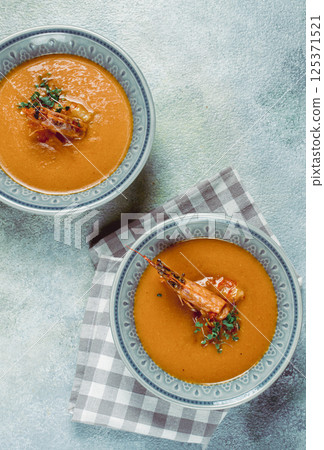 shrimp cream soup, bisque soup, French cuisine, homemade, no people, shrimp cream soup, bisque soup, French cuisine, homemade, no people, 125371521