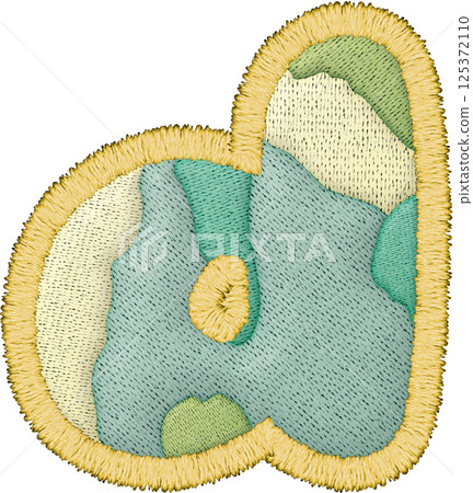 Beautiful alphabet patchwork letter lowercase d with intricate embroidery and textile design Beautiful alphabet patchwork letter lowercase d with intricate embroidery and textile design 125372110