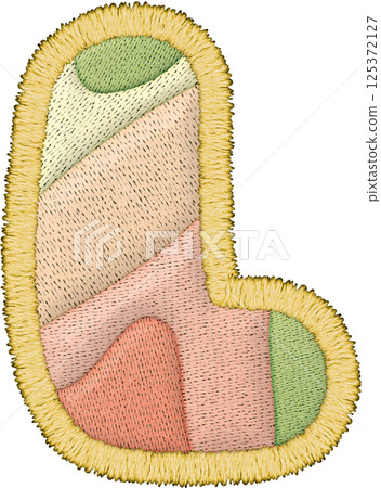 Beautiful alphabet patchwork letter uppercase L with embroidery soft pastel colors and textured textile Beautiful alphabet patchwork letter uppercase L with embroidery soft pastel colors and textured textile 125372127