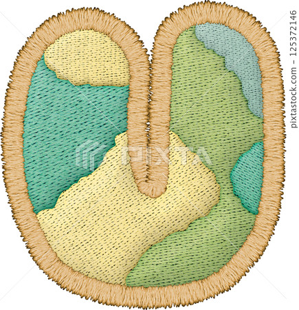 Beautiful alphabet patchwork letter uppercase U with embroidery showcasing textile design 125372146