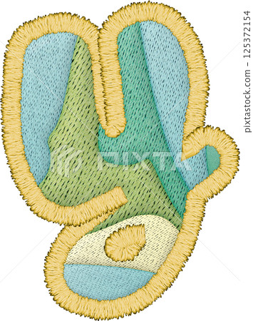 Colorful alphabet patchwork letter lowercase y with embroidery design showcasing textile art 125372154