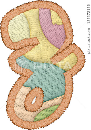 A Colorful alphabet patchwork letter lowercase z with intricate embroidery design 125372156