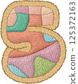 Colorful patchwork letter five features beautiful embroidery and textile design 125372163