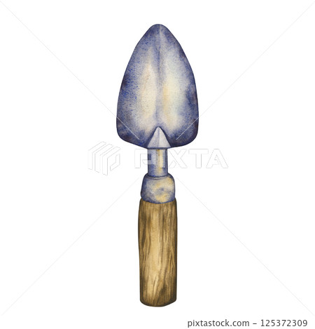 Watercolor Garden Shovel. Watercolor illustration garden tools isolated on white. Hand drawn tools for harvesting crops, gardens, and house plants. Clip art for creative design shops and postcards Watercolor Garden Shovel. Watercolor illustration garden tools isolated on white. Hand drawn tools for harvesting crops, gardens, and house plants. Clip art for creative design shops and postcards 125372309