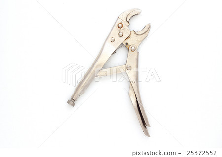 Straight mouth locking pliers, isolated on a white background 125372552