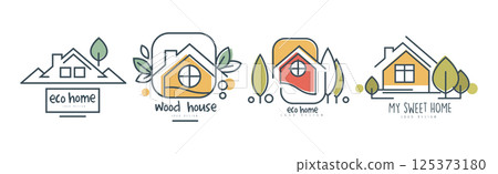 My Sweet Eco Home Logo and Label Design Vector Set 125373180