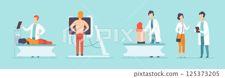 Medical Checkup with Doctor Examine Patient Vector Set 125373205