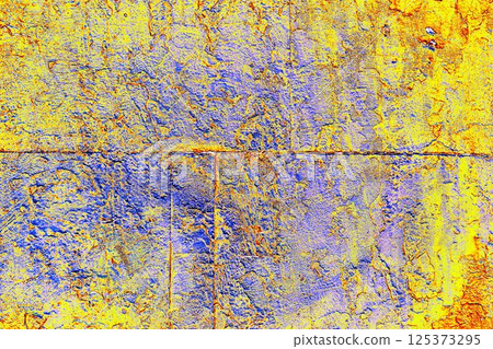 Old white painted concrete wall texture. A whitewashed, battered cement slab. 125373295