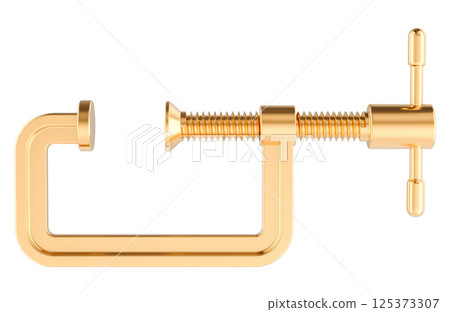 Golden C-Clamp, 3D rendering 125373307