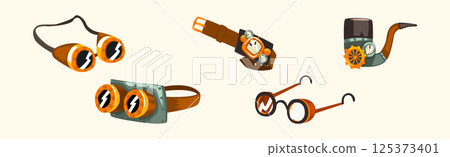 Steampunk Objects and Mechanism with Antique Mechanical Device Vector Set Steampunk Objects and Mechanism with Antique Mechanical Device Vector Set 125373401