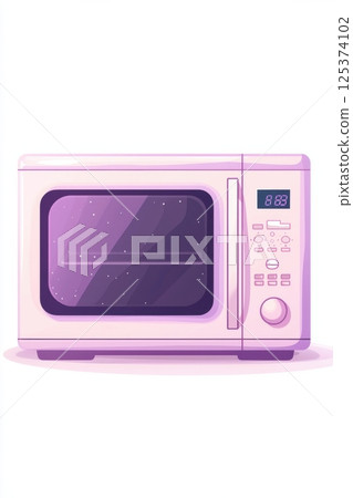 Modern purple microwave illustration featuring digital controls and a sleek design 125374102