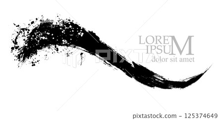 Black brush stroke. ink black abstract paint stroke background. hand drawing. Not AI, Vector illustration. Black brush stroke. ink black abstract paint stroke background. hand drawing. Not AI, Vector illustration. 125374649