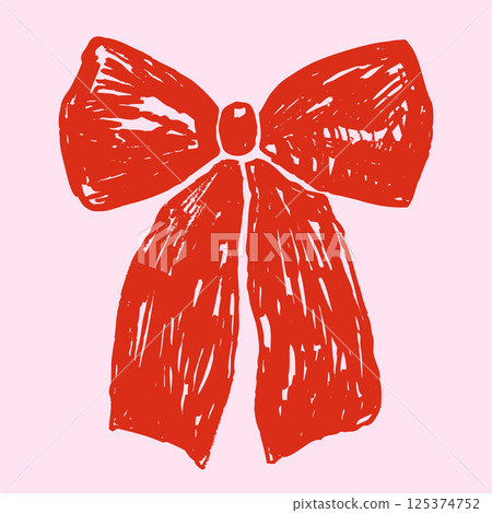 Vector pencil sketch of cute red bow in coquette style, Retro hand drawn doodle ribbon graphic design element Vector pencil sketch of cute red bow in coquette style, Retro hand drawn doodle ribbon graphic design element 125374752