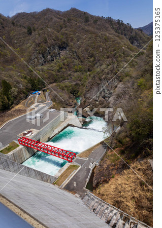 Yamba Dam is releasing water, Gunma Prefecture Yamba Dam is releasing water, Gunma Prefecture 125375165