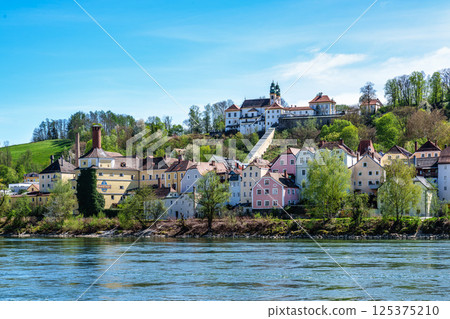 Mariahilf pilgrimage church in Passau, Lower Bavaria, Bavaria, Germany. Pauline monastery, city of three rivers 125375210