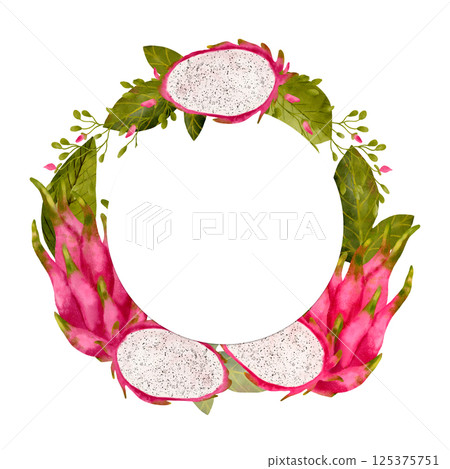 A Vibrant and Colorful Dragon Fruit Frame Perfect for Creative Designs and Projects A Vibrant and Colorful Dragon Fruit Frame Perfect for Creative Designs and Projects 125375751