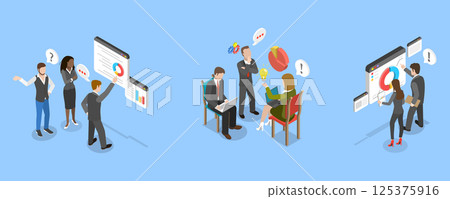 3D Isometric Flat Vector Illustration of MBA, Graduate Degree, Investment Management 125375916