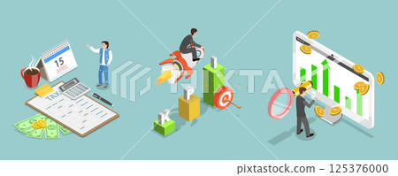 3D Isometric Flat Vector Illustration of Data Analisis and Statistics, Corporate Profit 125376000