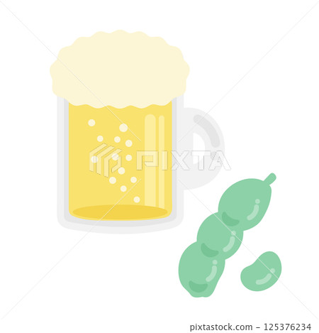 啤酒毛豆插畫 125376234