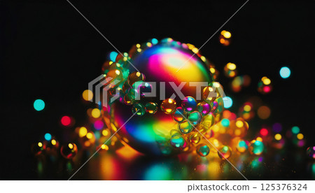 彩虹色的球體和氣泡/夢幻多彩的藝術素材 125376324
