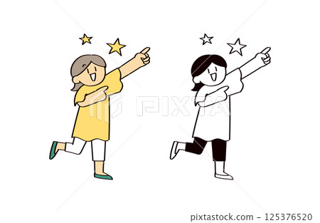 一名婦女指著的插圖集 125376520