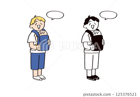 Illustration set of father and baby Illustration set of father and baby 125376521