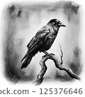 水墨畫風格的烏鴉畫 125376646