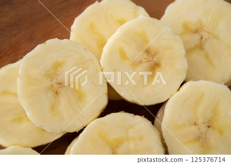 Close-up of banana slices Close-up of banana slices 125376714