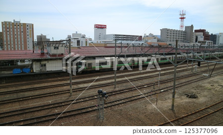 Diesel railcar Kiha 201 series at Otaru Station, Hokkaido, JR 125377096