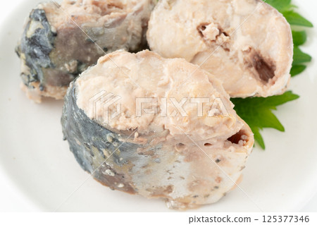 Close-up of delicious boiled mackerel (canned mackerel) Close-up of delicious boiled mackerel (canned mackerel) 125377346