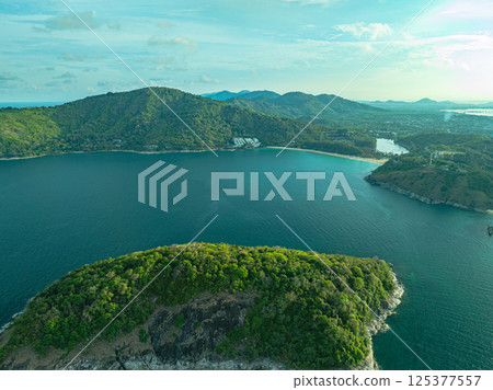 Aerial view Man island is in front of Phrom Thep. Aerial view Man island is in front of Phrom Thep. 125377557