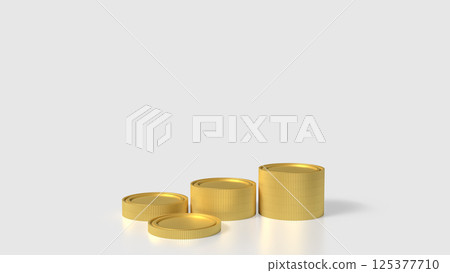 The Gold coins on white Background 3d Rendering. 125377710