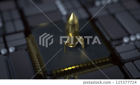 The Gold Rocket on Mother Board for Business concept 3d Rendering. The Gold Rocket on Mother Board for Business concept 3d Rendering. 125377724