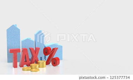 The Red tax and coins for business concept 3d rendering. The Red tax and coins for business concept 3d rendering. 125377734