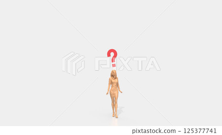 The Woman and question mark on white background 3d rendering. The Woman and question mark on white background 3d rendering. 125377741