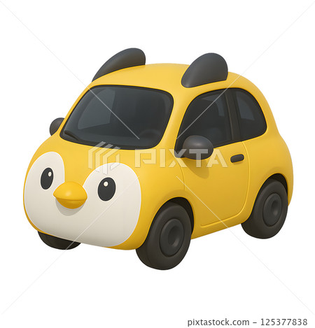 A cute car with a yellow penguin design 125377838