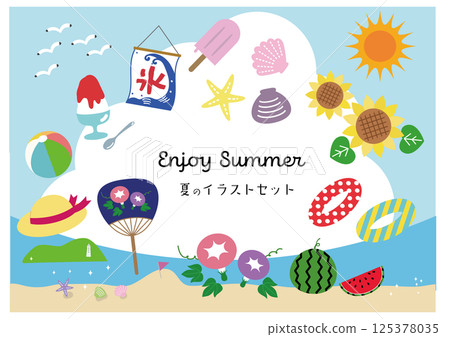 Summer illustration set 125378035