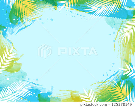 Tropical summer image background frame watercolor_vector illustration 125378149