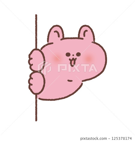 A cute rabbit peeking out from the wall A cute rabbit peeking out from the wall 125378174