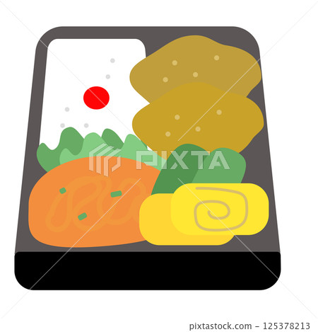 裝滿配菜的便當盒圖標 125378213