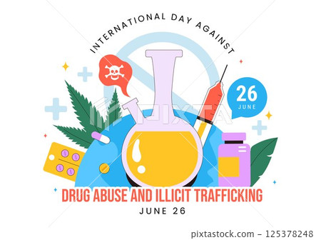 International Day Against Drug Abuse and Illicit Trafficking Vector Illustration with Anti Narcotics Awareness to Avoid Drugs and Harmful Medicines International Day Against Drug Abuse and Illicit Trafficking Vector Illustration with Anti Narcotics Awareness to Avoid Drugs and Harmful Medicines 125378248