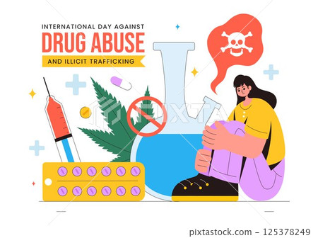 International Day Against Drug Abuse and Illicit Trafficking Vector Illustration with Anti Narcotics Awareness to Avoid Drugs and Harmful Medicines International Day Against Drug Abuse and Illicit Trafficking Vector Illustration with Anti Narcotics Awareness to Avoid Drugs and Harmful Medicines 125378249